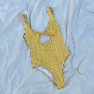 Rhythm yellow polka dot one piece swimsuit size S